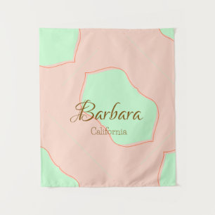 Oranje groene pastel boho voeg naam plaats rustiek wandkleed