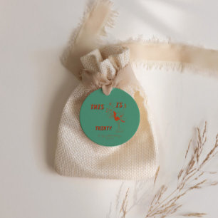 Oranje & Groene Retro Chic 30ste Verjaardagsfeest Bedankjes Labels