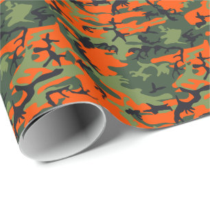 Oranje groene zwarte jacht camouflage cadeaupapier