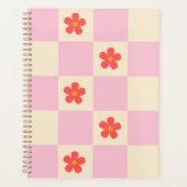 Oranje Groovy Daisy Flowers &  Roze Checker Planner (Voorkant)