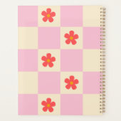 Oranje Groovy Daisy Flowers & Roze Checker Planner (Achterkant)