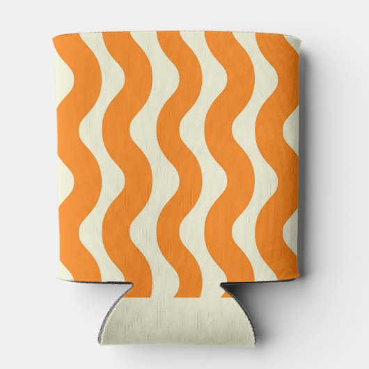 Oranje Groovy Wavy Stripe Abstract Modern Spring Blikjeskoeler (Achterkant)