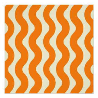 Oranje Groovy Wavy Stripe Abstract Modern Spring Perfect Poster