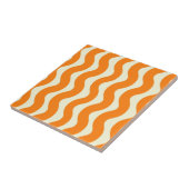 Oranje Groovy Wavy Stripe Abstract Modern Spring Tegeltje (Zijkant)