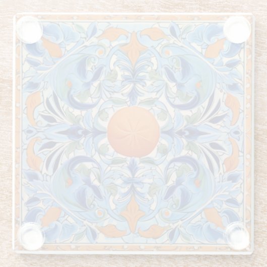 Oranje grove glazen onderzetter (Achterkant)