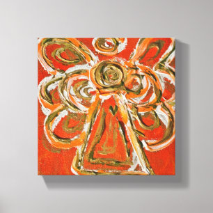 Oranje Guardian Angel Art Wrapped Canvas schildere Afdruk