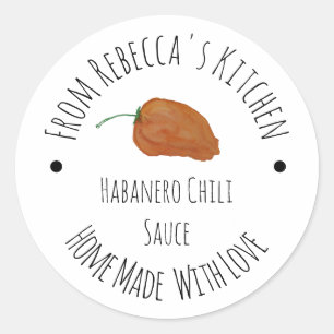 Oranje Habanero Chili Thuisgemaakte Saus Ronde Sticker