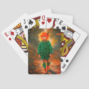 Oranje Haired Meisje Pokerkaarten
