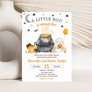 Oranje Halloween Een Kleine Boo Baby shower Kaart