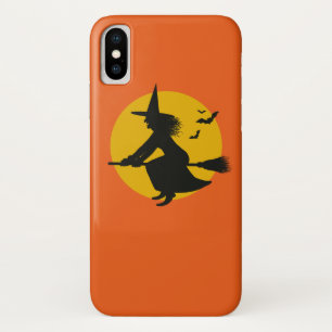 Oranje Halloween Flying Witch Telefoonhoesje iPhone X Hoesje