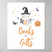 Oranje Halloween Ghost Little Boo Boeken en gesche Poster (Voorkant)