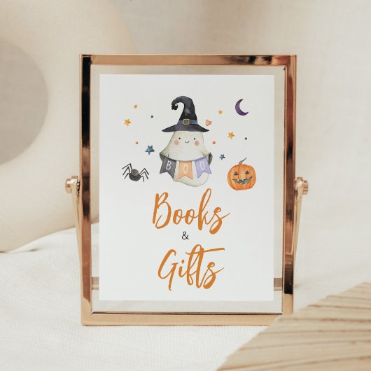 Oranje Halloween Ghost Little Boo Boeken en gesche Poster