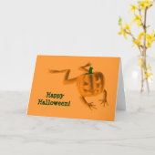 Oranje Halloween Kikker Kaart (Gele Bloem)
