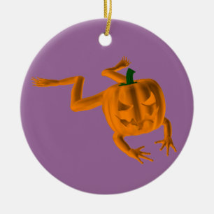Oranje Halloween Kikker Keramisch Ornament