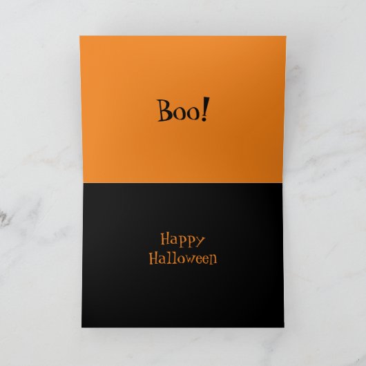 Oranje Halloween met witte witch Kaart (Binnen)