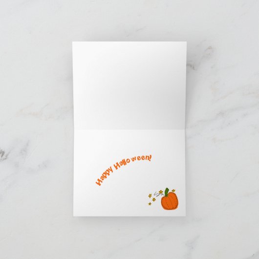 Oranje Halloween Pompoen Blauw Sterrenhemel Feestdagen Kaart (Binnen)