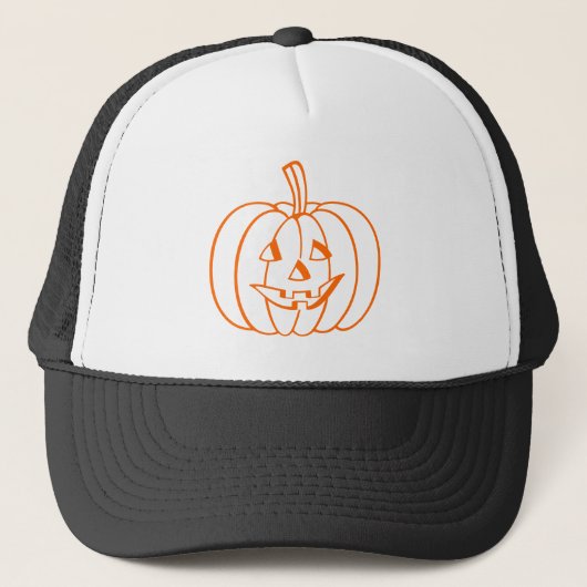 Oranje Halloween Pompoen Jack-O-Lantern Outline Trucker Pet (Voorkant)