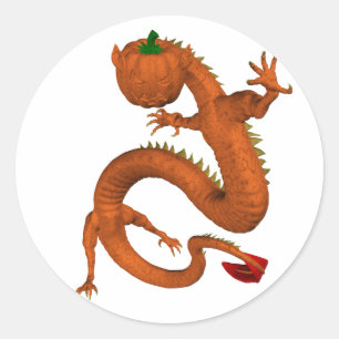Oranje Halloween Pumpkin Dragon Ronde Sticker