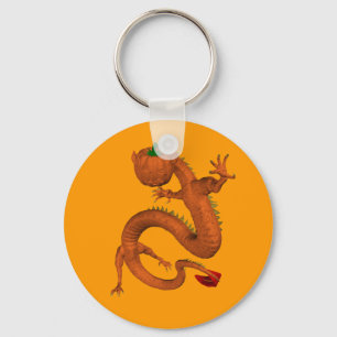 Oranje Halloween Pumpkin Dragon Sleutelhanger