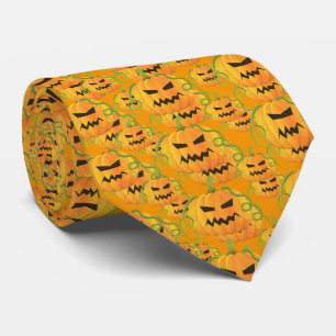 Oranje Halloween Pumpkin Pattern Stropdas