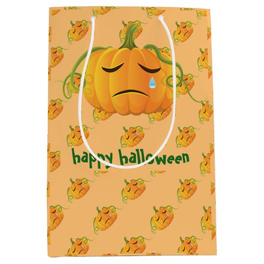 Oranje Halloween Sad Pompoen Naadloos Patroon Medium Cadeauzakje (Voorkant)