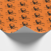 Oranje Halloween Skull Cadeaupapier (Hoek)