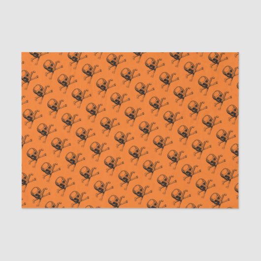 Oranje Halloween Skull Tissuepapier (Voorkant)
