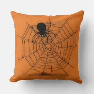 Oranje Halloween Spider Web Sierkussen