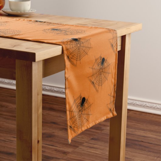 Oranje Halloween Spider Web Table Runner Lange Tafelloper (Voorbeeld)