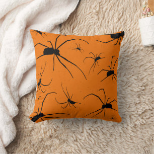 Oranje halloween Spiders Pattern, Black Spider Kussen