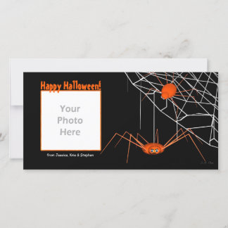 Oranje Halloween Spinnen Feestdagenkaart