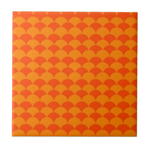 Oranje halve cirkel japans golf geometrisch patroo tegeltje