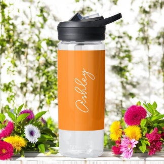 Oranje handgeschreven tekst Elegant Waterfles