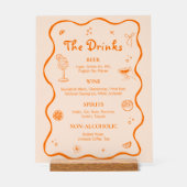 Oranje handgetekend tropisch huwelijksfeest drankm acryl bord (Voorkant)