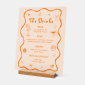 Oranje handgetekend tropisch trouwbar drankmenu acryl bord (Hoek)