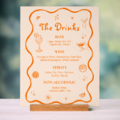 Oranje handgetekend tropisch trouwbar drankmenu acryl bord (Neutraal)