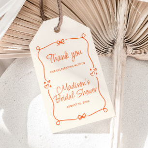 Oranje Handgetekende Frame Bruiloft Dank Je Cadeaulabel