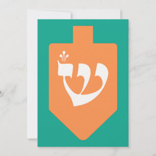 Oranje Hanukkah Dreidel w. Hebreeuwse Letter Shin