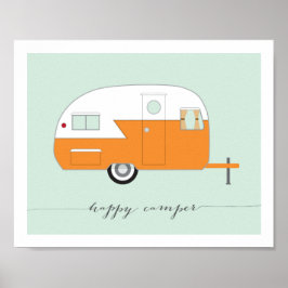 Oranje Happy Camper-kunst drukt 8 x 10 af Poster