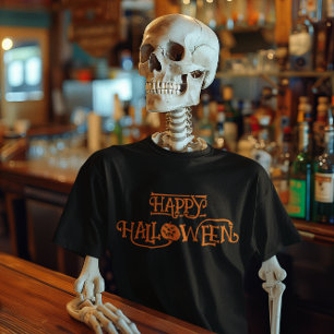 Oranje Happy Halloween Bony Typografie T-shirt