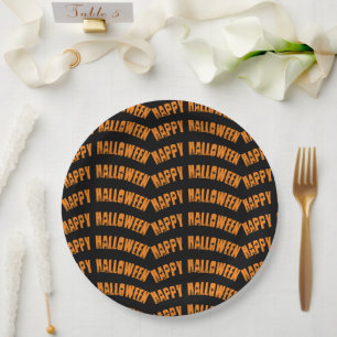 Oranje Happy Halloween Pattern Napkins Papieren Bordje