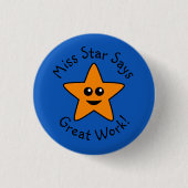 Oranje Happy Star Great Work Button (Voorkant)