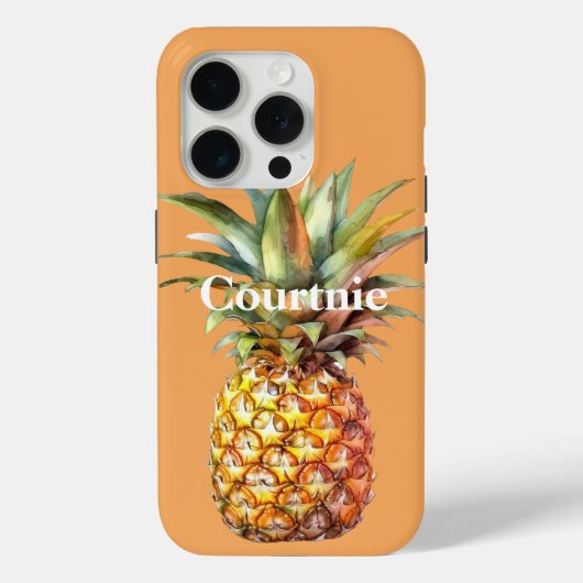 Oranje Happy Tropical Ananas Case-Mate iPhone Case (Achterkant)