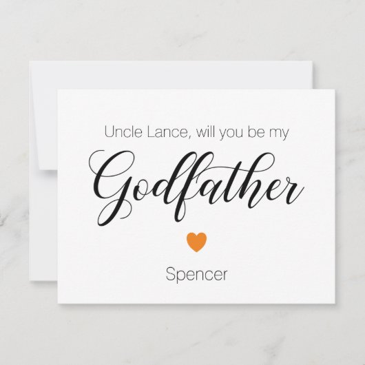 Oranje hart... ben jij mijn godvaders voorstel kaart (Voorkant)