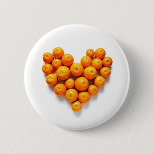 Oranje hart ronde button 5,7 cm