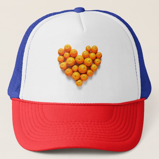 Oranje hart trucker pet (Voorkant)
