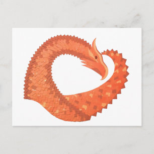 Oranje hartdraak op wit briefkaart