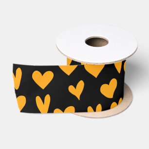 Oranje harten Zwart patroon Halloween kleuren Lint