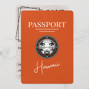 Oranje Hawaii Passport Bewaar de datum Save The Date