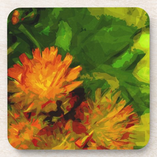Oranje Hawkweed Blossom Abstract Impressionisme Drankjes Onderzetter (Voorkant)